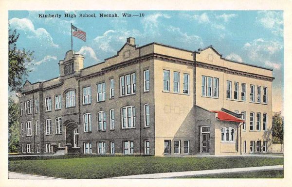 Neenah Wisconsin Kimberly High School Exterior Antique Postcard J80866