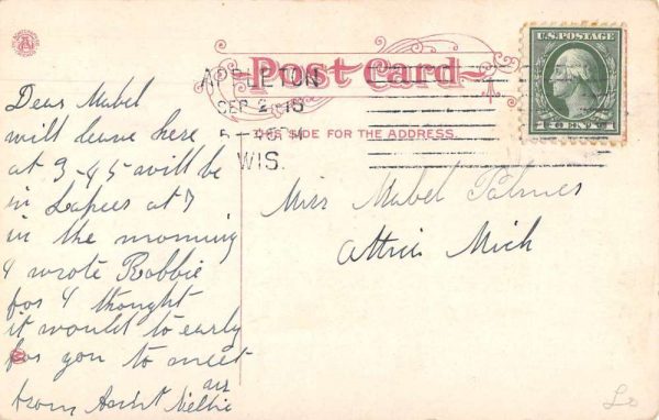 Appleton Wisconsin Lawrence Conservatory of Music Peabody Hall Postcard J80896 - Image 2