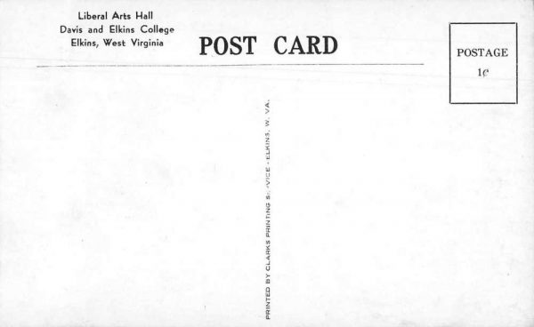 Elkins West Virginia Davis and Elkins College Liberal Arts Hall Postcard J80897 - Image 2