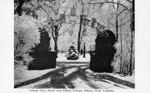 Elkins West Virginia Davis and Elkins College College Gate Postcard J80898