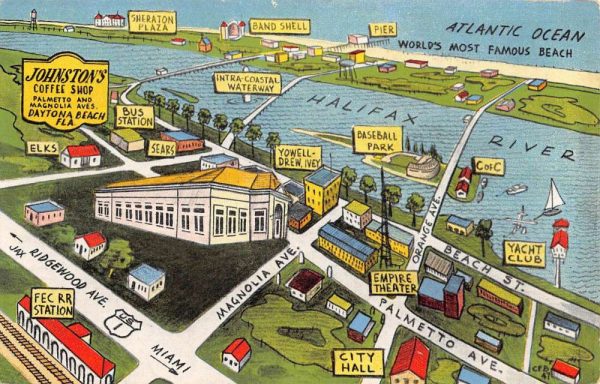 Daytona Beach Florida Johnston Coffee Shop Antique Postcard K106890