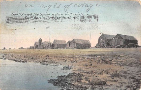Hampton Beach New Hampshire Fish Houses Life Saving Station Postcard K106904
