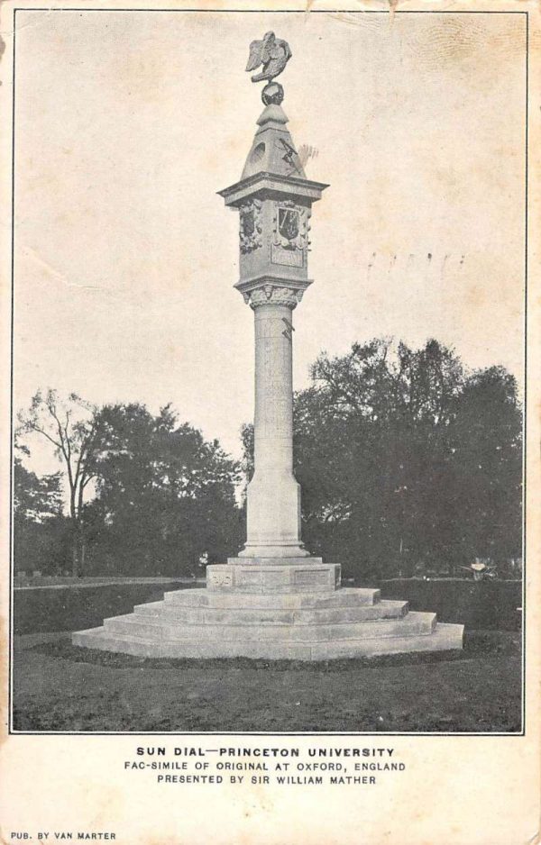 Princeton New Jersey University Sun Dial Monument Antique Postcard K106908