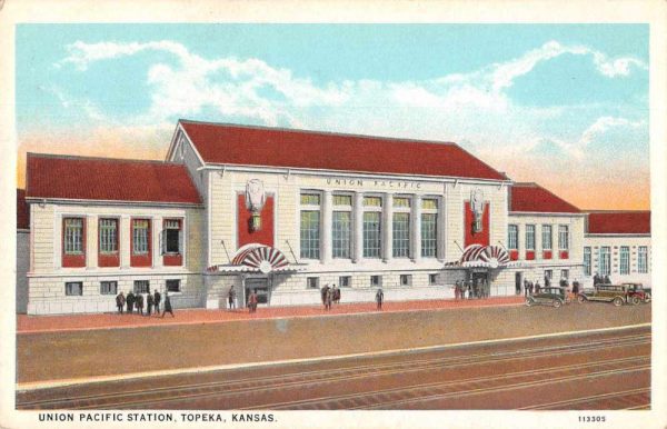 Topeka Kansas Union Pacific Station Exterior View Antique Postcard J80936