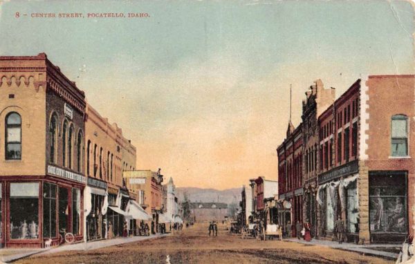 Pocatello Idaho Center Street Scene Historic Bldgs Antique Postcard K106971