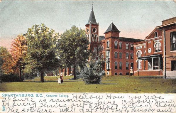 Spartanburg South Carolina Converse College Street View Antique Postcard K106972