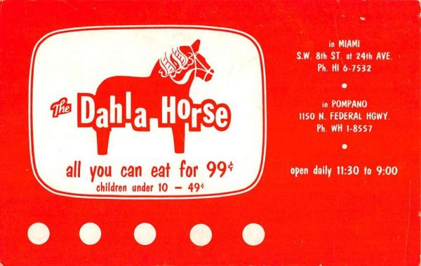 Miami Florida Dahla Horse Buffet Ad Vintage Postcard K107006