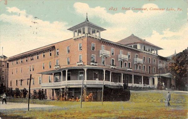 Conneaut Lake Pennsylvania Hotel Street View Antique Postcard K107024