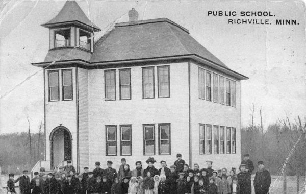 Richville Minnesota Public School Street View Antique Postcard K107042
