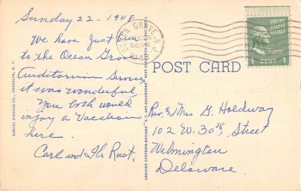 Ocean Grove New Jersey Birdseye View Of City Antique Postcard K107152 - Image 2