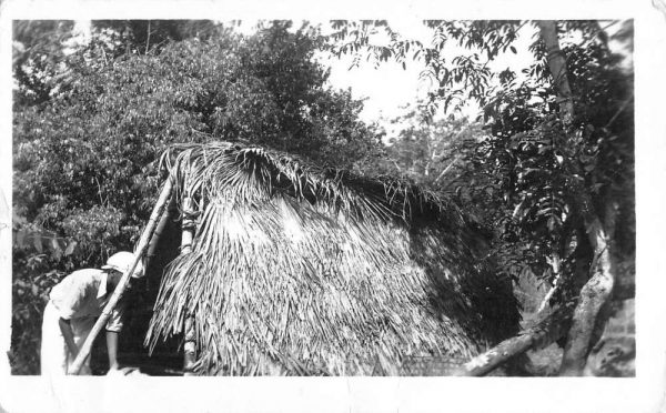US Navy World War Two Native Village Hut Real Photo Antique Postcard K107154