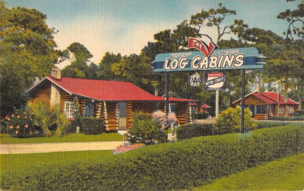 Panama City Florida Log Cabins Street View Antique Postcard K107186