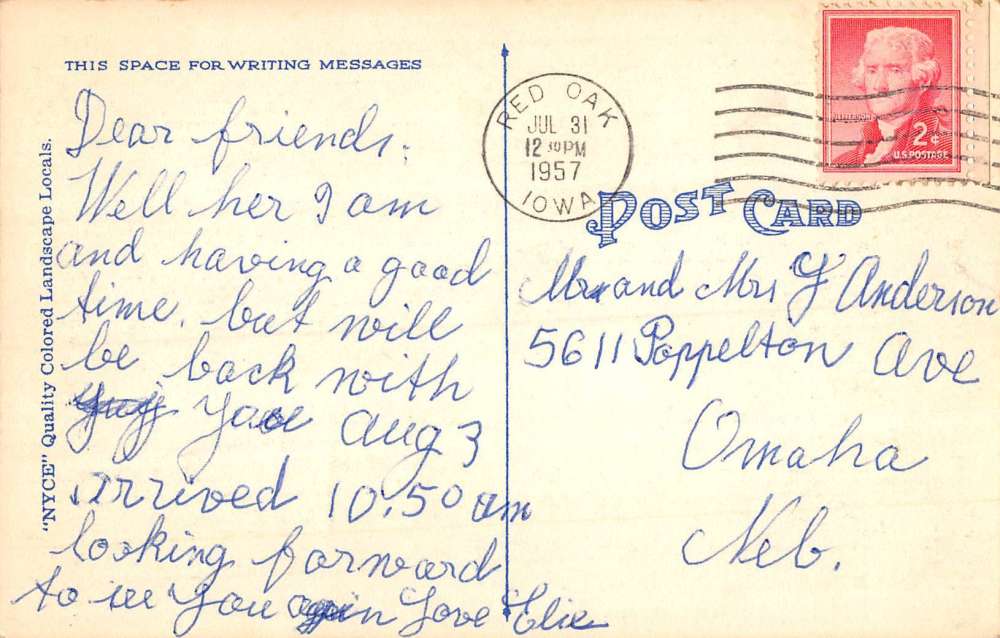 Red Oak Iowa Cow Pasture Greeting Antique Postcard K107224 - Image 2