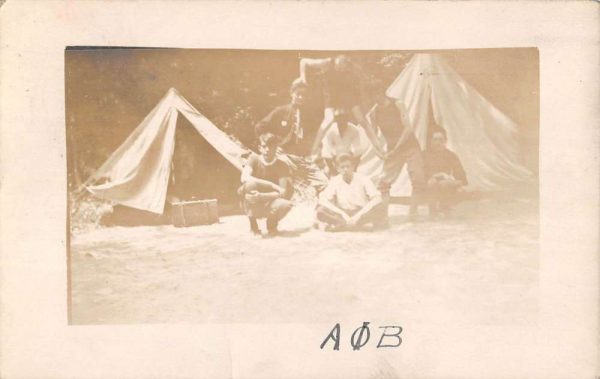 Newell Pennsylvania Frat Camp Tents Real Photo Antique Postcard K107240
