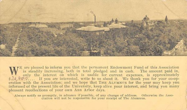 Ann Arbor Michigan University Birdseye View Antique Postcard K107241
