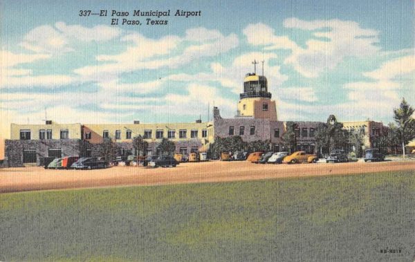 El Paso Texas Municipal Airport Street View Antique Postcard K107256