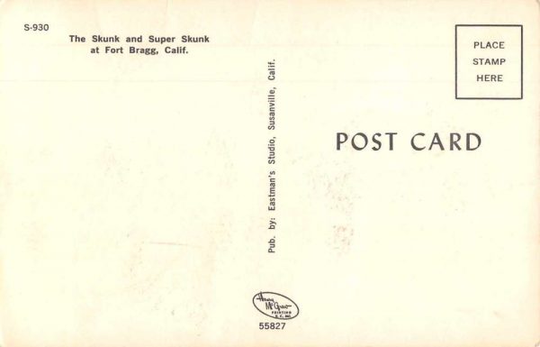 Fort Bragg California The Skunk and Super Skunk Train Engine Postcard J80963 - Image 2