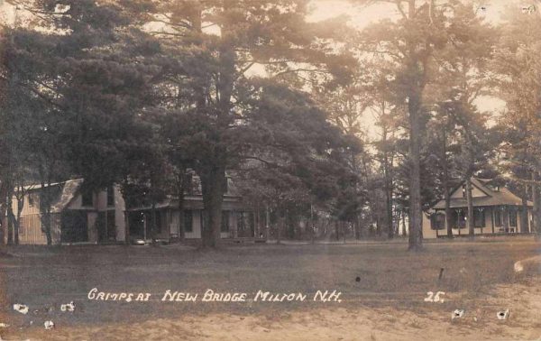 Milton New Hampshire New Bridge Camps Cabins Real Photo Antique Postcard J80994
