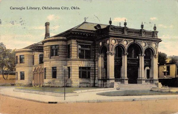 Oklahoma City Oklahoma Carnegie Library Exterior Antique Postcard J81071