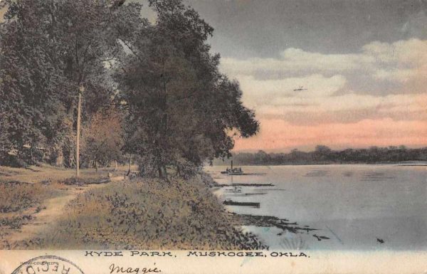 Muskogee Oklahoma Hyde Park Scenic View Antique Postcard J81072