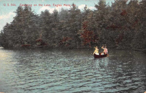 Eagles Mere Pennsylvania Canoeing on the Lake Scenic View Postcard J81080