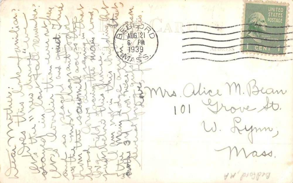 Bedford Massachusetts Residence Real Photo Antique Postcard J81110 - Image 2