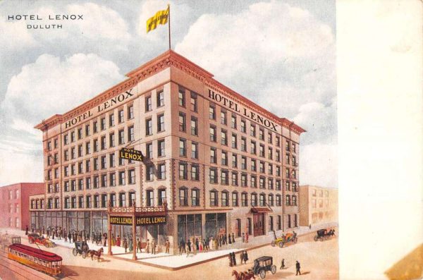 Duluth Minnesota Hotel Lenox Street View Antique Postcard K107352