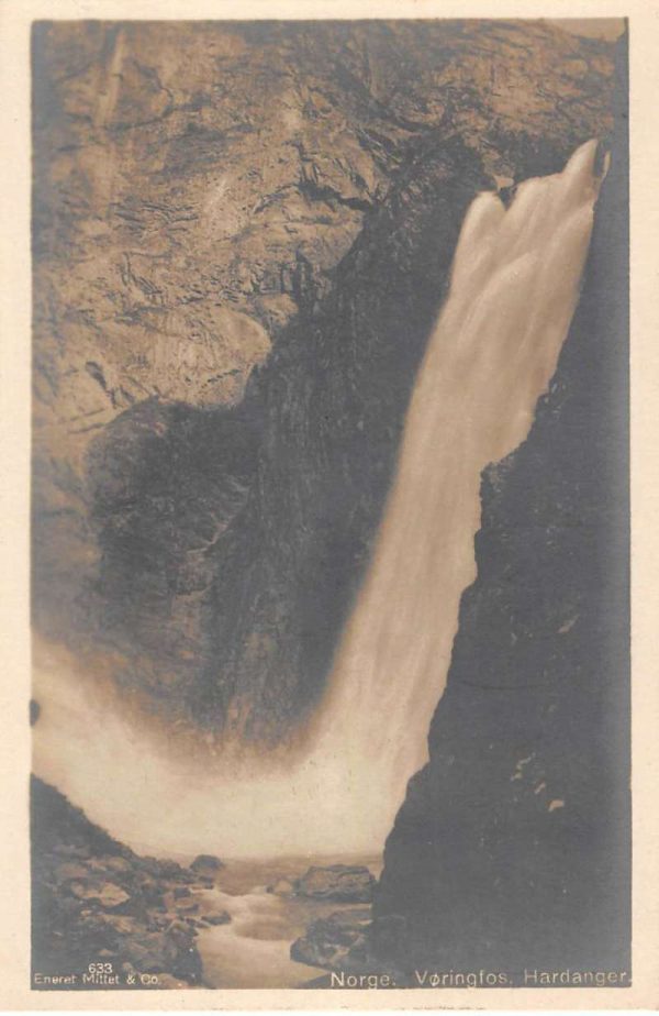 Hardanger Norway Voringfos Waterfall Real Photo Antique Postcard K107365