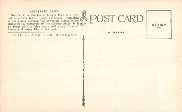 Estes Park Colorado Bierstadt Lake Waterfront Antique Postcard K107394 - Image 2