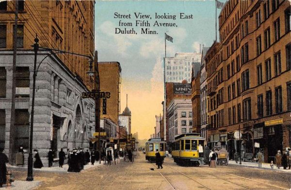 Duluth Minnesota Fifth Avenue Street View Antique Postcard K107430