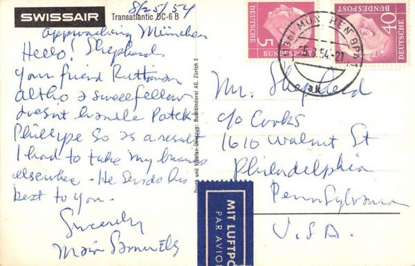 Swiss Air Lines Plane Transatlantic DC 6 B Antique Postcard K107435 - Image 2