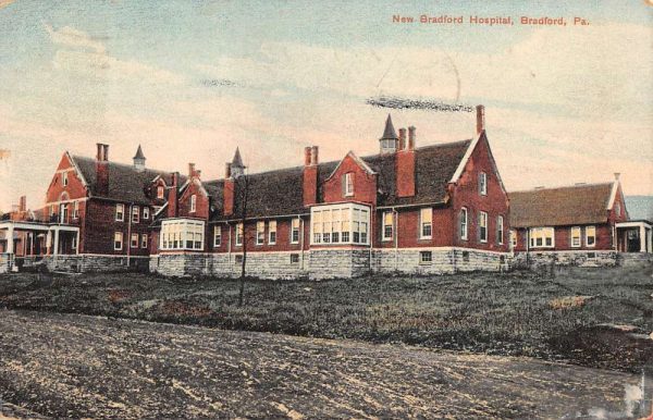 Bradford Pennsylvania New Hospital Street View Antique Postcard K107450
