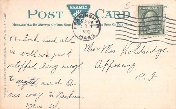 South Farmingham Massachusetts Grace Church Street View Antique Postcard K107493 - Image 2