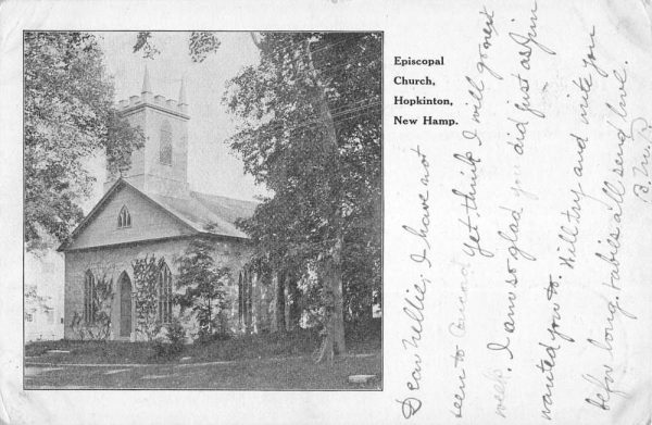 Hopkinton New Hampshire Episcopal Church Street View Antique Postcard K107513