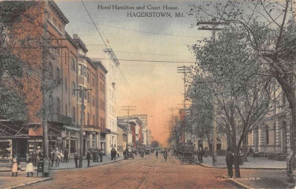 Hagerstown Maryland Hotel Hamilton Court House Antique Postcard K107552