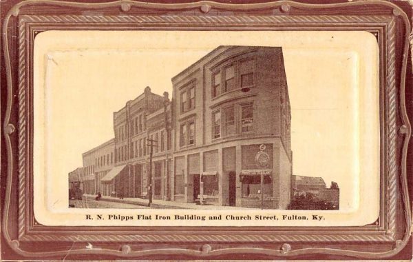 Fulton Kentucky Flat Iron Building Street View Antique Postcard K107561