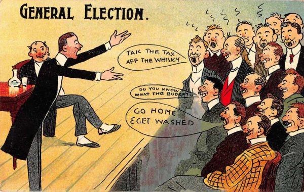 General Election People Heckling Man on Stage Comic Antique Postcard J81220