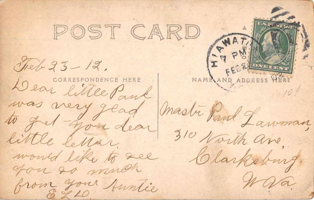 Hiawatha Kansas Boys Riding Donkey Cart Real Photo Antique Postcard J81276 - Image 2