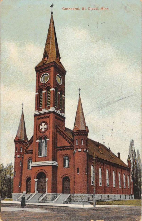 St Cloud Minnesota Cathedral Street View Antique Postcard K107636