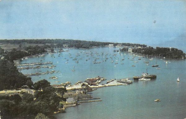 Put In Bay Ohio Harbor Aerial View Vintage Postcard K107691