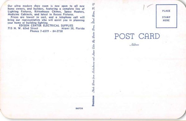 Miami Florida Edison Center Electrical Supplies Vintage Postcard K107698 - Image 2