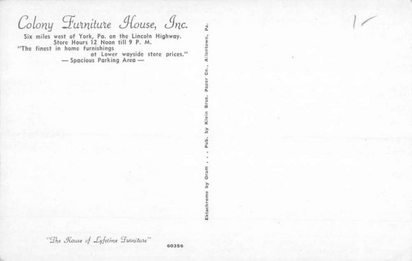 York Pennsylvania Colony Furniture House Multiview Vintage Postcard K107699 - Image 2