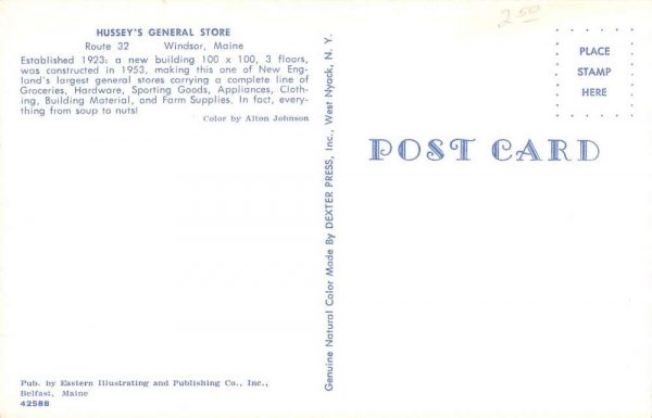 Windsor Maine Husseys General Store Street View Vintage Postcard K107717 - Image 2