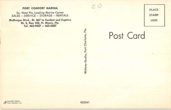 Fort Myers Florida Port Comfort Marina Birdseye View Vintage Postcard K107718 - Image 2