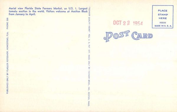 Everglades National Park Florida State Farmers Market Antique Postcard K107754 - Image 2