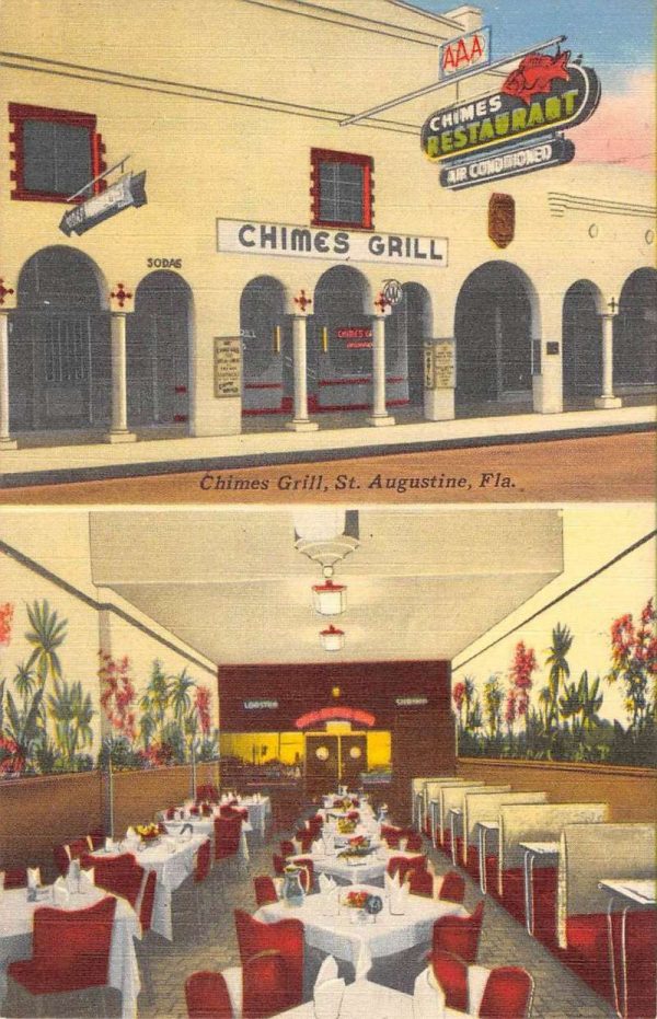 St Augustine Florida Chimes Grill Multiview Antique Postcard K107760