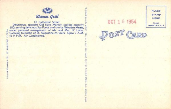 St Augustine Florida Chimes Grill Multiview Antique Postcard K107760 - Image 2
