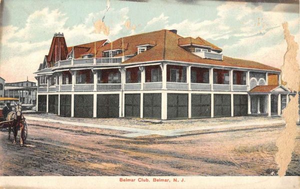 Belmar New Jersey Club Street View Antique Postcard K107833