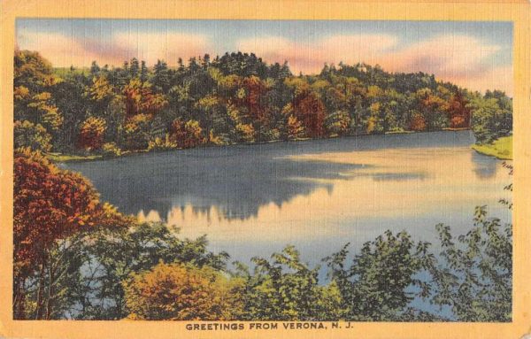 Verona New Jersey Scenic Waterfront Greeting Antique Postcard K107943