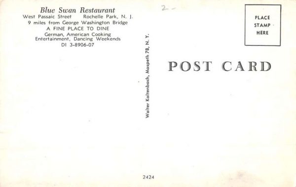Rochelle Park New Jersey Blue Swan Restaurant Interior Vintage Postcard K107958 - Image 2